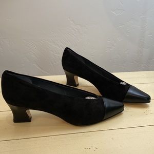 New Black Leather and Suede Heels